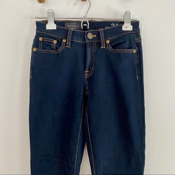 J. Crew Toothpick Skinny Jeans - Stretchy Dark Blue, Mid/High Rise - Picture 3 of 7